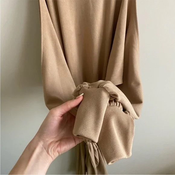 Lovers + Friends Gloria Cold Shoulder Sweater Mini Dress Medium Tan Revolve - Picture 8 of 9